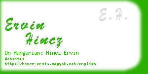 ervin hincz business card